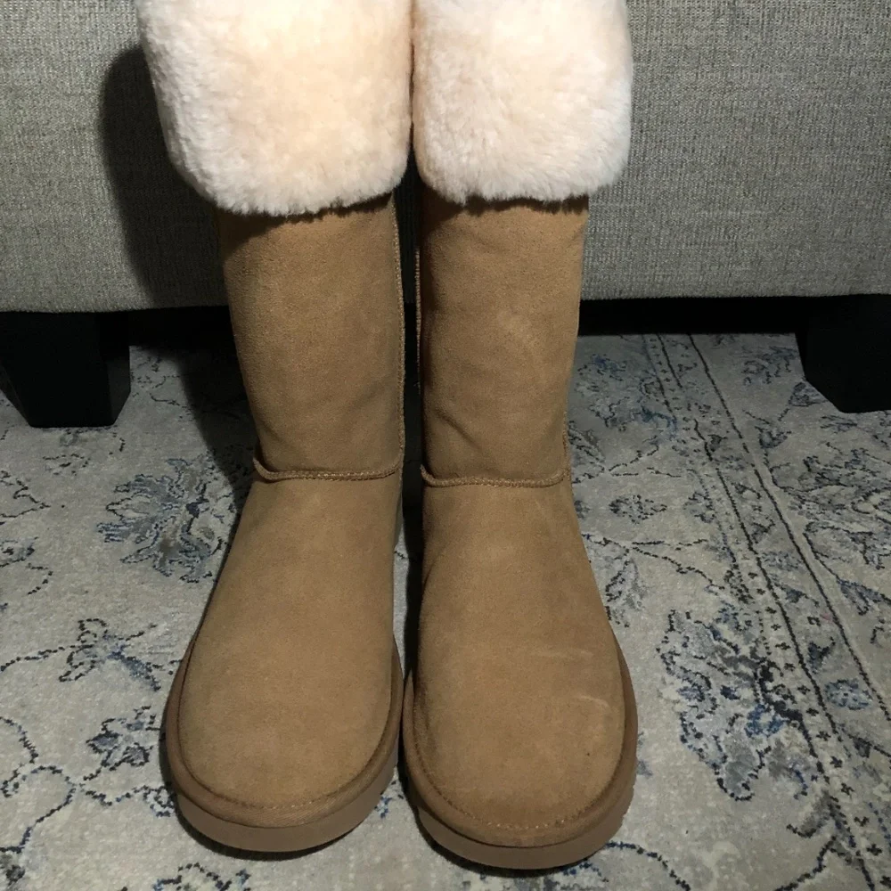 UGG Suhenny Boot Chestnut Boots with Plush Fur Cuff